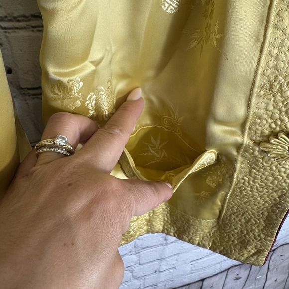 VTG Reversible Asian‎ Silk Jacket Pink/Yellow Frog Buttons BPC Hang Zhou Size M - Picture 10 of 15